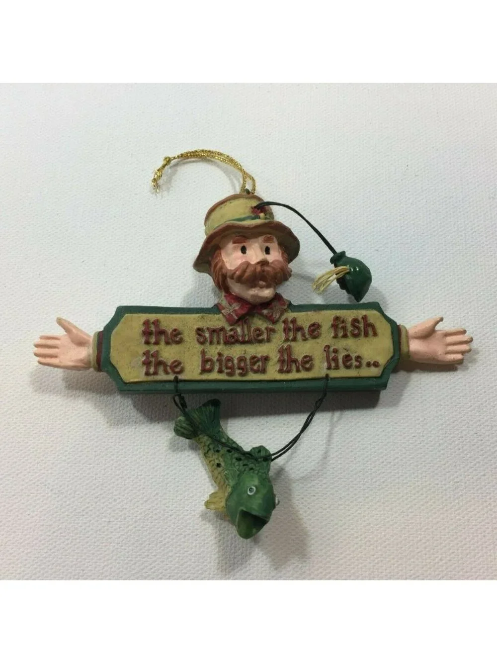 The Smaller The Fish The Bigger The Lies Fisherman Christmas Ornament Red Head